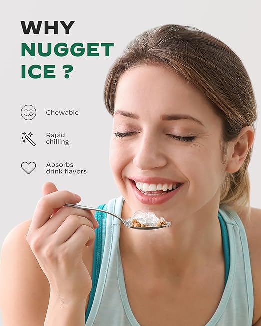 Silonn Nugget Ice Maker Countertop, Pebble Ice Maker with Soft Chewable Ice, Ready in 6 Mins, 34lbs Per Day, One-Click Operation Ice Machine with Self-Cleaning, for Home, Kitchen, Party, RV, Camping