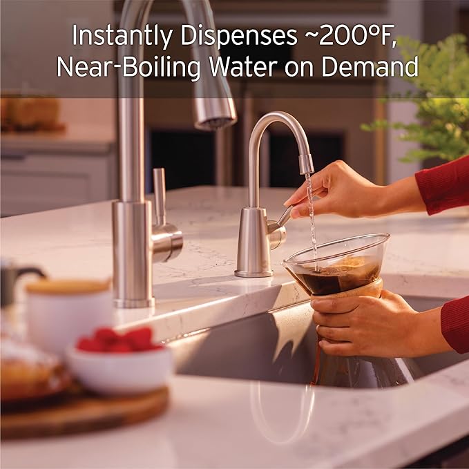 InSinkErator HOT250 Instant Hot Water Dispenser System, Single-Handle Faucet in Satin Nickel with 2/3-Gallon Stainless Steel Tank, H250SN-SS