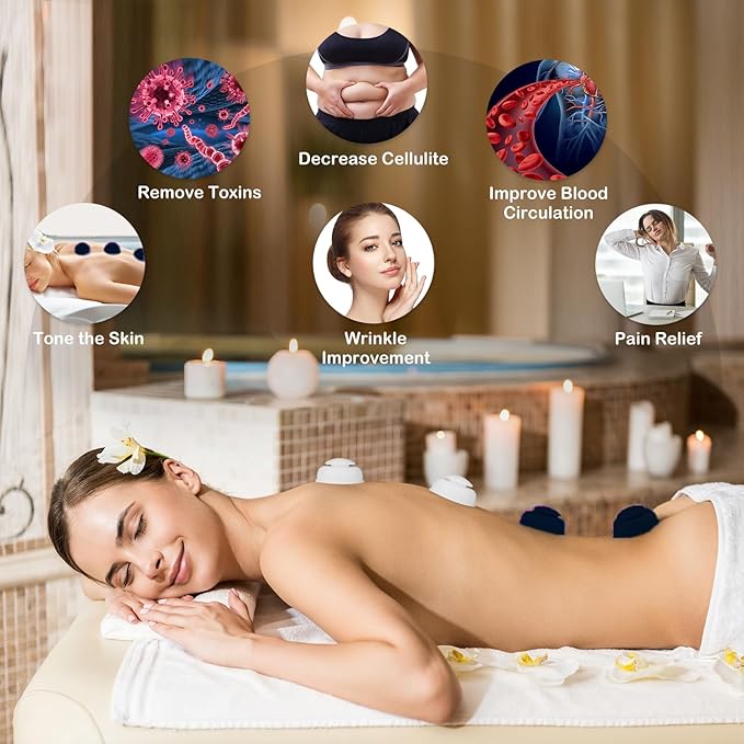 Silicone Cupping Therapy Sets 10pcs,Professional Vacuum Cupping for Myofascial Massage/Joint Pain/Anti Cellulite/Deep Muscle Relief & More(10pcs,Black)