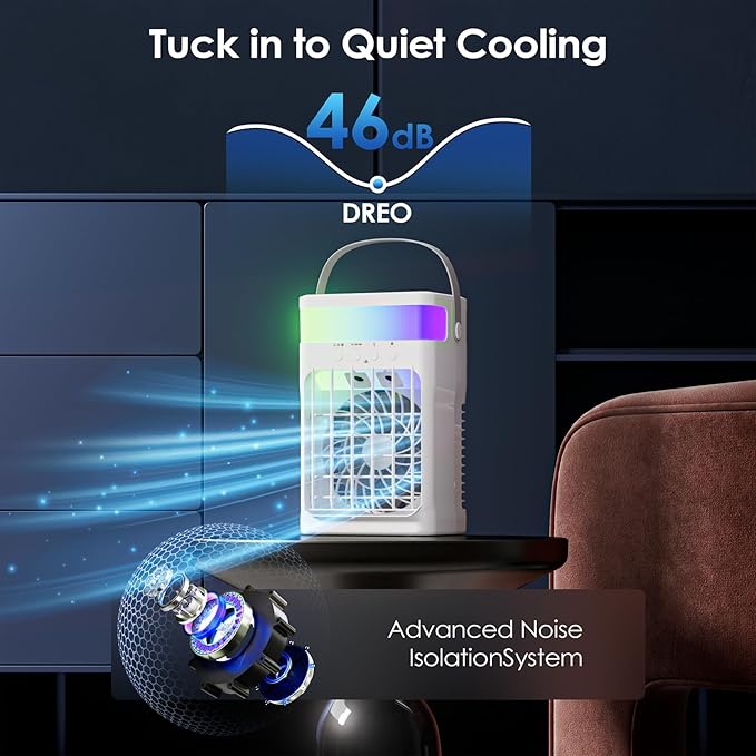 Portable Air Conditioner,Cooling Fan with 3 Speeds & 3 Modes,1500ML Mini Air Conditioner with Remote, Air Conditioner Fan,Night Light,Evaporative Air Cooler for Home/Office
