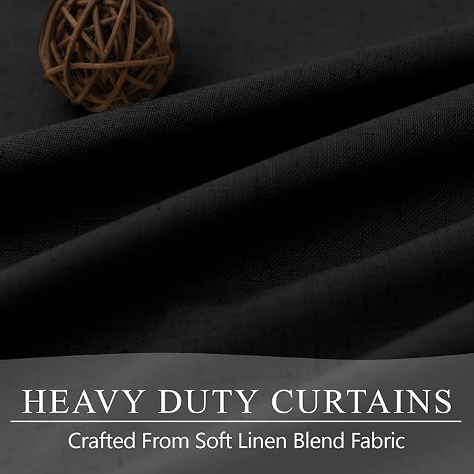 72 Inches Long Blackout Curtains 72 Inch Length for Living Room 2 Panel Set Linen Black Out Thermal Insulated Darkening Back Tab Thin Lightweight Complete Saver Energy Saving Curtain Drape for Bedroom
