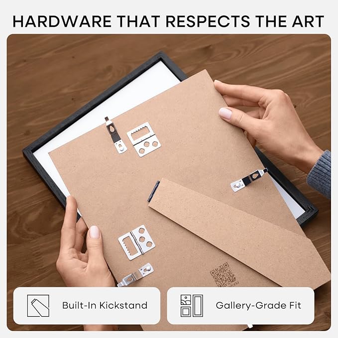 Homeforia 8x8 Picture Frame Black Wood, High-End Oak 8 x 8 Square Frames with Mat 6 by 6 inch Photo, 8x8 Wooden Frame Matted to 6x6 Art, 8by8 Wall or Tabletop Frame, Tempered Glass, Wall Kit, Set of 1