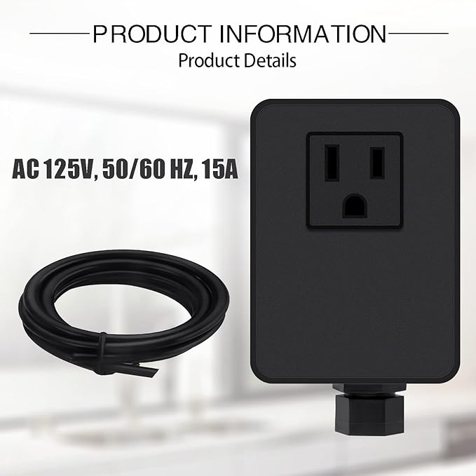 SinkTop Air Switch Kit (Long Full Brass Button) for Garbage Disposal, Cordless Matte Black