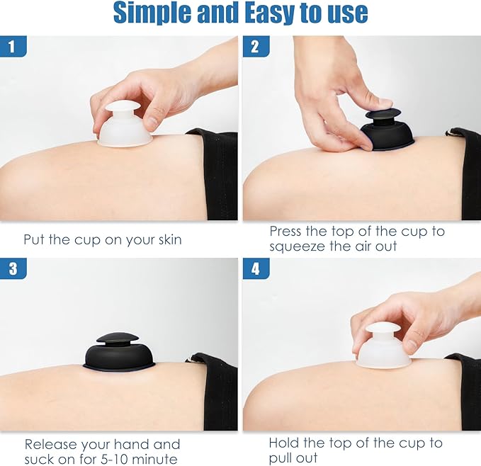 Silicone Cupping Therapy Sets 10pcs,Professional Vacuum Cupping for Myofascial Massage/Joint Pain/Anti Cellulite/Deep Muscle Relief & More(10pcs,Black)