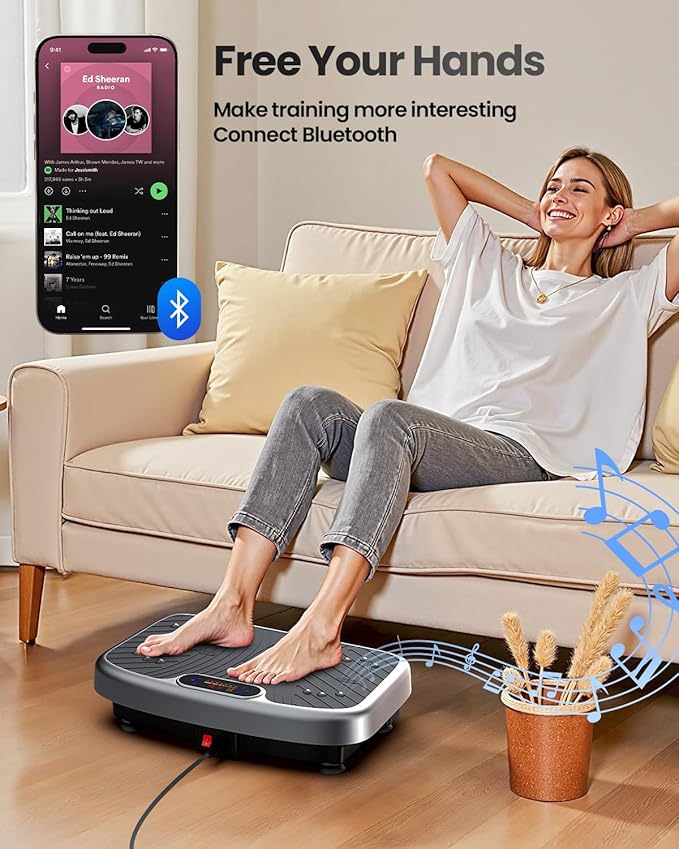 Vibration Plate Exercise Machine, Vibration Plate Platform for Lymphatic Drainage, 200 Adjustable Speeds Power Shaping Vibrating Plate Helps Weight Loss, Shaping, Max Weight 450 Lbs