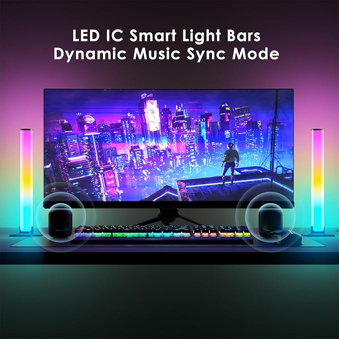 RGB Light Bar,Smart LED Light Bar for Room,16 Million Colors,Three Control Modes,Dynamic Music Sync Mode,213 Preset Modes,USB Interface(Without Adapter)
