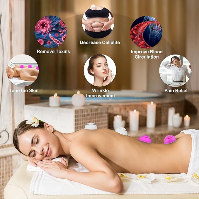 Silicone Cupping Therapy Sets 10pcs,Professional Vacuum Cupping for Myofascial Massage/Joint Pain/Anti Cellulite/Deep Muscle Relief & More(10pcs,Pink)