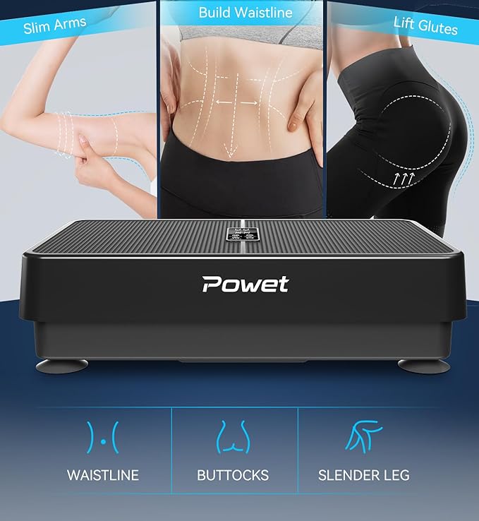 POWET Vibration Plate Exercise Machine for Weight Loss, Woukout & Lymphatic Drainage – Whole Body Vibrating with 99 Speed Levels & 5 Pre-Set Modes – Supports Up to 400lbs, Ideal for Home Use