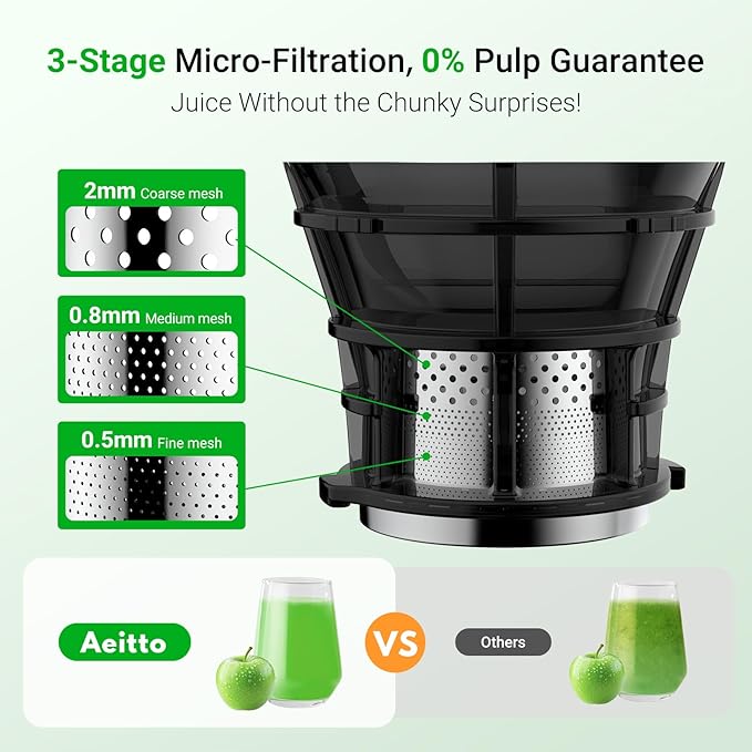 Juicer Machines,Aeitto Cold Press Juicer with 5.3“ Extra Large Feed Chute for Whole Fruits & Vegetables, Slow Masticating Juice Extractor, Self Feeding, Easy to Clean, High Juice Yield, Grey