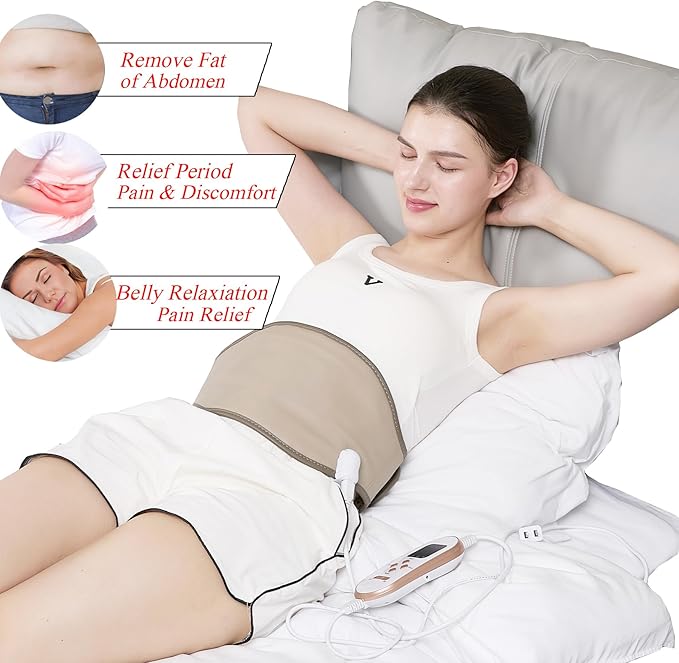 Slimming Electric Belt Hot Compress Electrified Heating Massage Pads for Lower Back Pain Far Infrared Heating Pads Lower Back Abdomen 7 Heat Settings up to 149°F