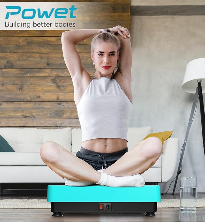 POWET Vibration Plate Exercise Machine for Weight Loss, Woukout & Lymphatic Drainage – Whole Body Vibrating with 99 Speed Levels & 5 Pre-Set Modes – Supports Up to 400lbs, Ideal for Home Use