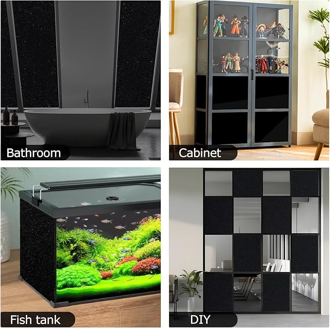 HIDBEA Blackout Window Film,100% Light Blocking Room Darkening Window Privacy Film,Frosted Glass Window Film Heat Control, Removable Window Cover Tint for Day Sleep (Black,23.6in x 6.5ft)