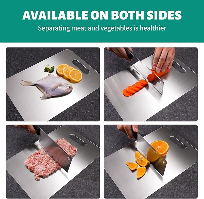 Titanium Cutting Board, New Upgrade Pure Titanium Cutting Boards for Kitchen,Food Grade 316 Stainless Steel Cutting Board,Double sided Dishwasher Safe 15.3x11inch