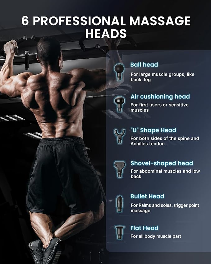 RENPHO Massage Gun Deep Tissue with Bluetooth, Percussion Muscle Massage Gun with 12mm Amplitude for Athletes, Portable Electric Handheld Massager Gun, LED Touch Display