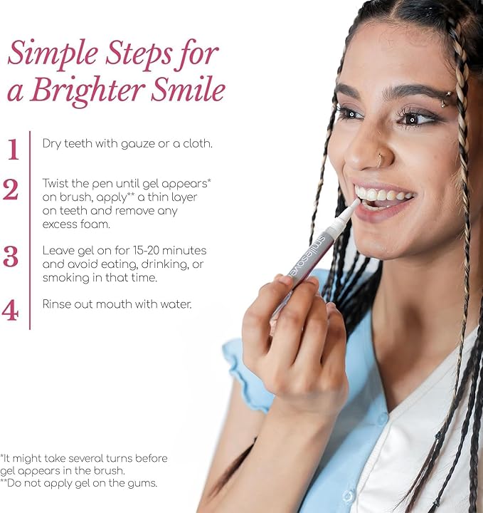 Smilesaver Peroxide-Free Teeth Whitening Pen – Gentle Formula for Sensitive Teeth – Portable Stain Remover Pen for a Radiant Smile – Easy-to-Use Oral Care Product for Brighter Enamel (3 Pack)