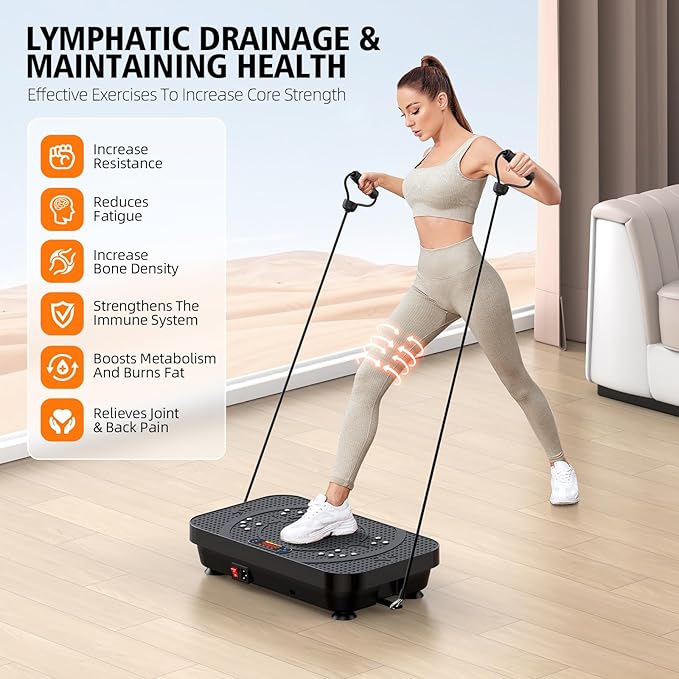 Vibration Plate Exercise Machine, OVANZA Whole Body Vibration Plate for Lymphatic Drainage, Burns Fat, Helps Toning, Weight Loss Shaping Wellness for Home Training Equipment