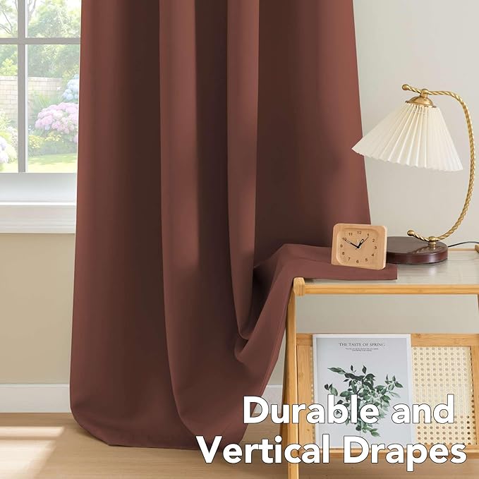 H.VERSAILTEX Blackout Curtains 84 inches Long for Living Room Thermal Insulated Room Darkening Window Treatment Panels Drapes Light Reducing Curtains for Bedroom, 2 Panels, 52" W x 84" L, Rust