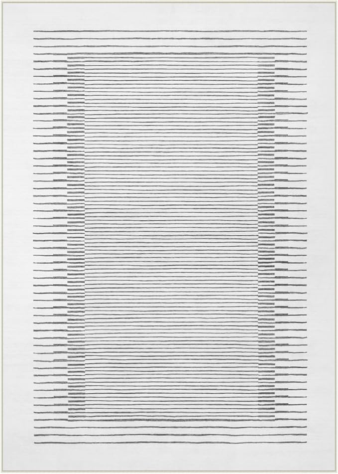 Wonnitar 5x7 Washable Striped Living Room Area Rug, Non-Slip Grey Boho Rugs for Bedroom, Low Pile Soft Minimalist Floor Carpets for Dining Room Home Office (Grey,5' x 7')
