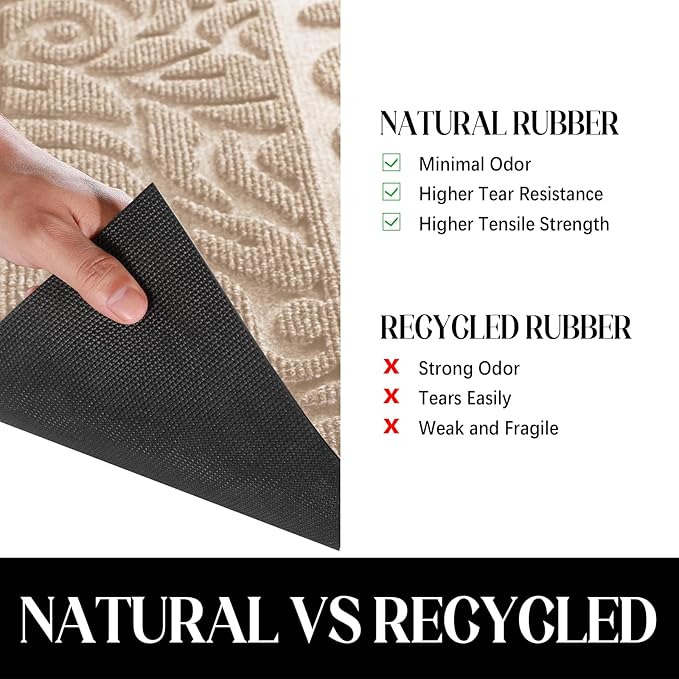 Yimobra Door Mat Indoor Outdoor Entrance, Non Slip Welcome Front Doormats, Heavy Duty Rubber Backing, Stain and Fade Resistant, Low Profile, Easy Clean Patio Garage Floor Mats, 47 x 32, Beige