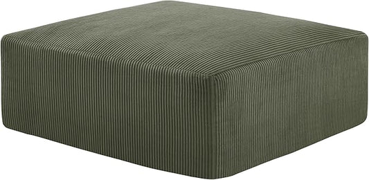 40" Square Stuffed Ottoman Pouf for Sofa Couch, Corduroy Poufs with Foam Chunk Filling, Furry & Fluffy Foot Stool Movable Ottoman. 40 * 40 Floor Poufs Foot Rest for Living Room, Green
