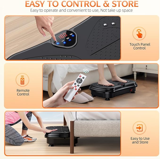 Vibration Plate Exercise Machine Weight Loss, Full Body Vibration Plate for Lymphatic Drainage, 180 Adjustable Speeds Vibrating Plate 400 Lbs Capacity Fitness Platform for Women Men