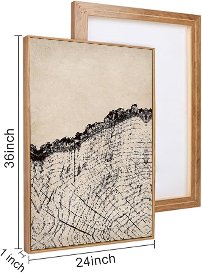 HPINUB Vintage Wood Tree Rings Wall Art Set, Framed Canvas Paintings, Black and White Nature-Inspired Decorative for Modern Home Decor for Living Room, Bedroom, Dining Room, Office- 24"x36"x3