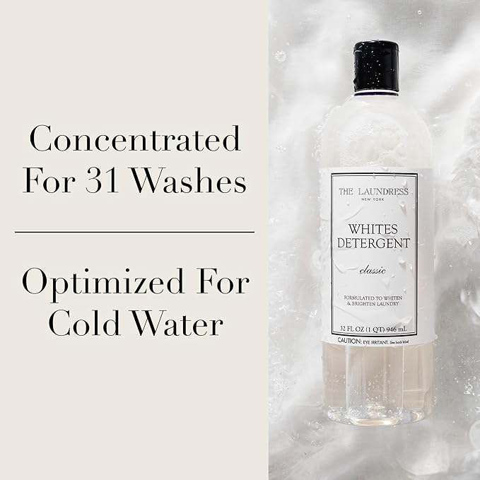 The Laundress Whites Detergent, Concentrated Laundry Detergent Liquid, Whiten & Brighten Clothes, Tough on Stains, Classic Scent, 32 oz. (Pack of 2)
