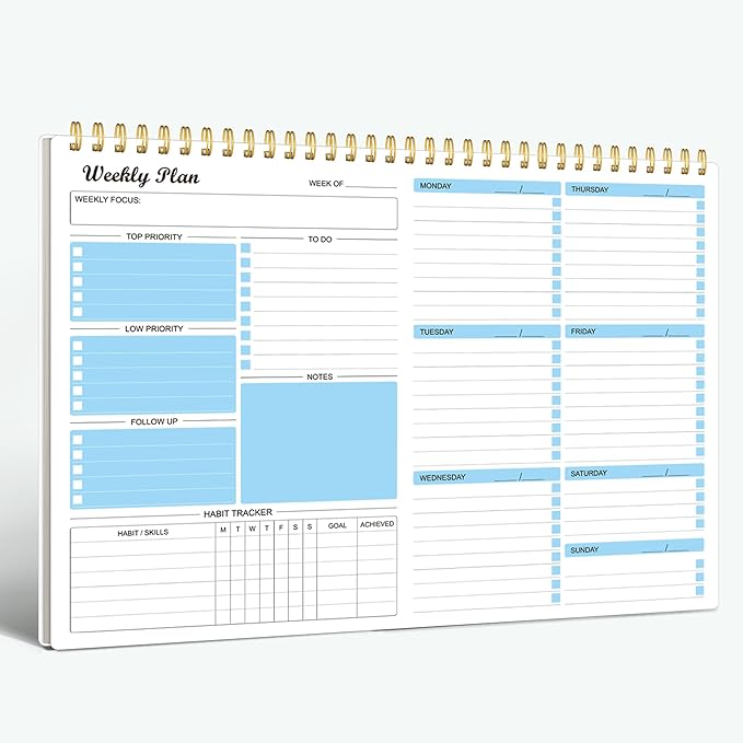 Weekly Planner Notepad Undated Weekly Schedule Planner To Do List Notebook Goals Planning Pad Habit Tracker Journal for Man & Women,52 Weeks (8.5x11")