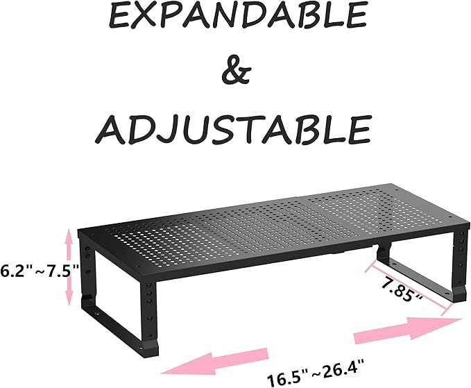 Metal Stackable Expandable Storage Shelf - Multi-Functional Home Storage Shelf, Suitable for Kitchen, Cabinet,Bathroom, Office, Garage, etc.(1PACK/Black/Medium