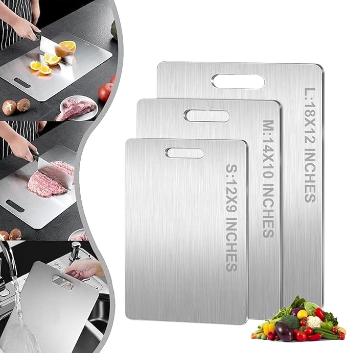 Titanium Cutting Board, 100% Pure Titanium Cutting Boards for Kitchen, Double Sided Food-Grade Chopping Board - Dishwasher Safe Easy to Clean (12"L x 9"W)
