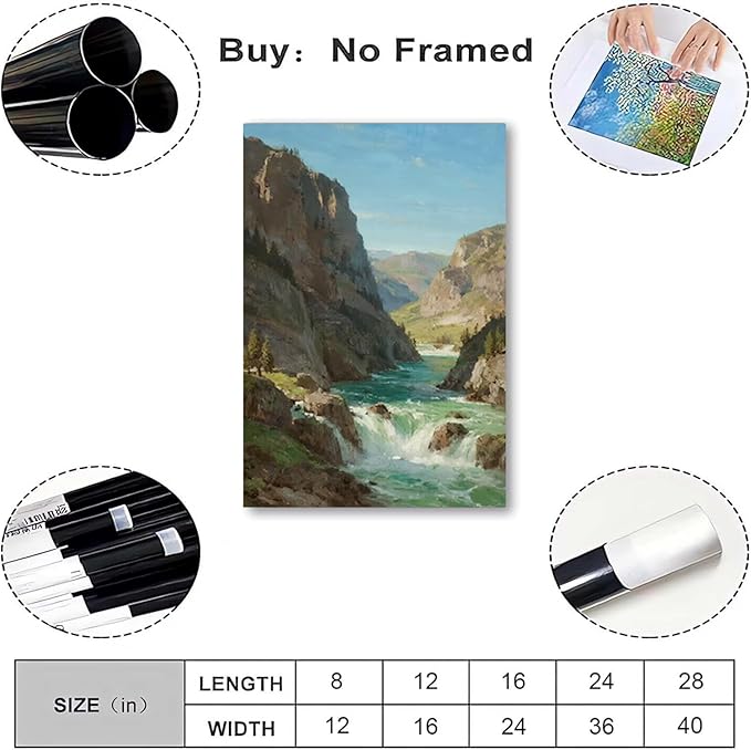 Natural mountain stream scenery poster suitable for bedroom beautiful blue sky flowing river scenery suitable for living room dormitory office