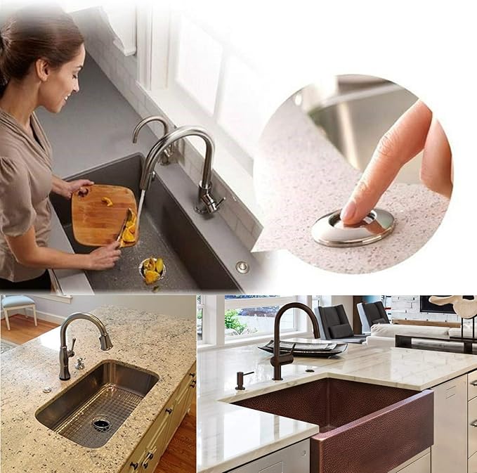 Garbage Disposal Air Switch Kit for SinkTop Waste Disposal with Stainless Steel Polished Short Air Button by briidea