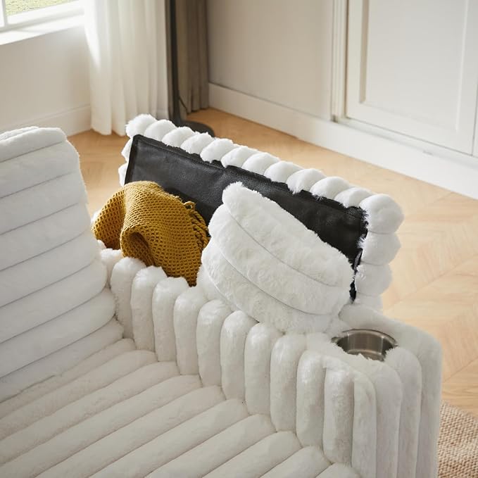 57-Inch Velvet Full Size Sleeper Sofa Couch with Pullout Bed,Convertible Pull Out with Golden Decorative Strip and Adjustable Backrest for Small Spaces,Apartment, Guest Room, RV (1109White)