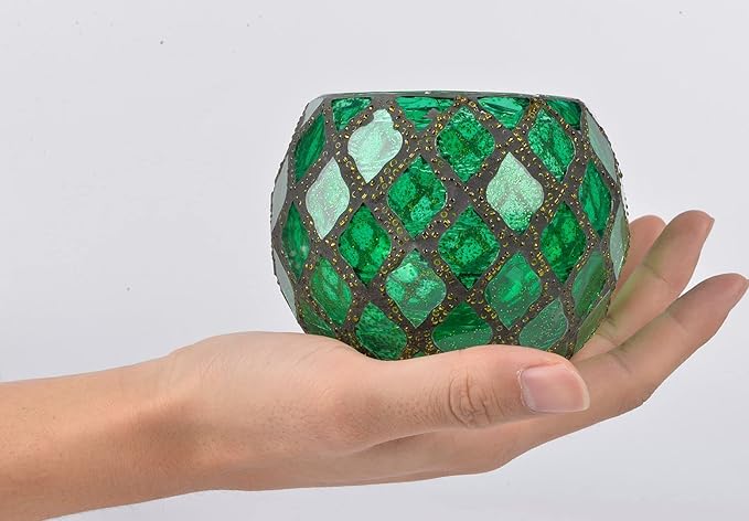 Votive Candle Holder Tea Lights - Glass Candle Holders, Mosaic Tealight Candle Holder, Candle Jar Cup for Wedding Centerpiece Party Table Decorations, Valentines Day Decor