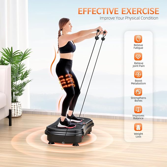 Vibration Plate Exercise Machine Weight Loss, Full Body Vibration Plate for Lymphatic Drainage, 180 Adjustable Speeds Vibrating Plate 400 Lbs Capacity Fitness Platform for Women Men