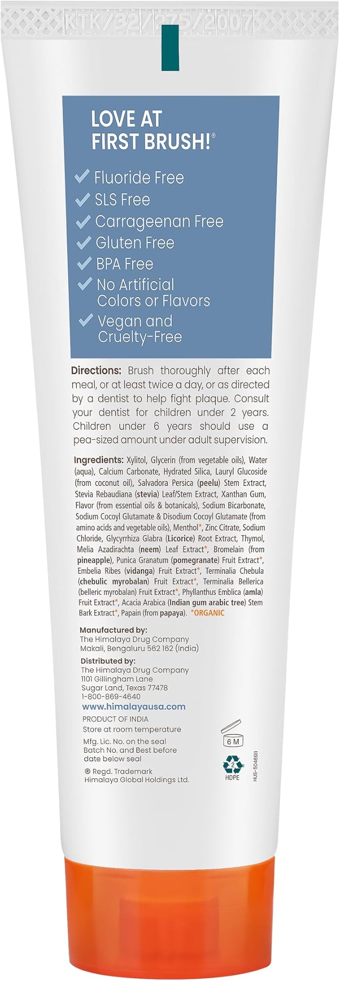 Himalaya Botanique Xylitol Toothpaste, Mint Flavor - Fluoride Free Toothpaste to Whiten Teeth, Fight Plaque and for Fresh Breath - Vegan, Gluten Free, No Artificial Flavors or Colors, 4 oz