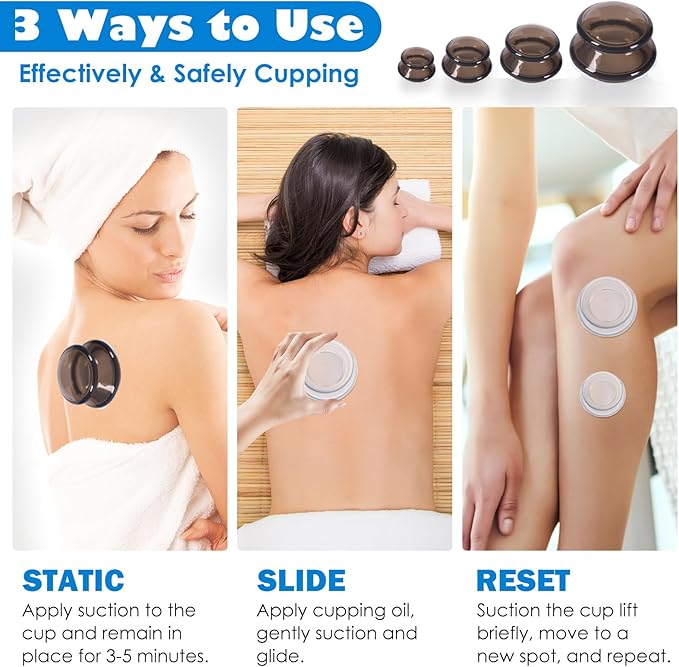 15Pcs Cupping Therapy Set-Professional Silicone Cupping, Suitable for Facial Body Massage/Deep Myofascial Release/Pain Relief/Muscle Relaxation & More (Black,15pcs)
