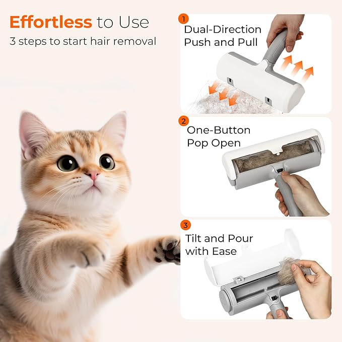 Pet Hair Remover - Reusable Lint Roller for Cats and Dogs, Effortlessly Removes Fur from Furniture, Carpets, Bedding, and Clothing, Static Cling Technology, Self-Cleaning Design