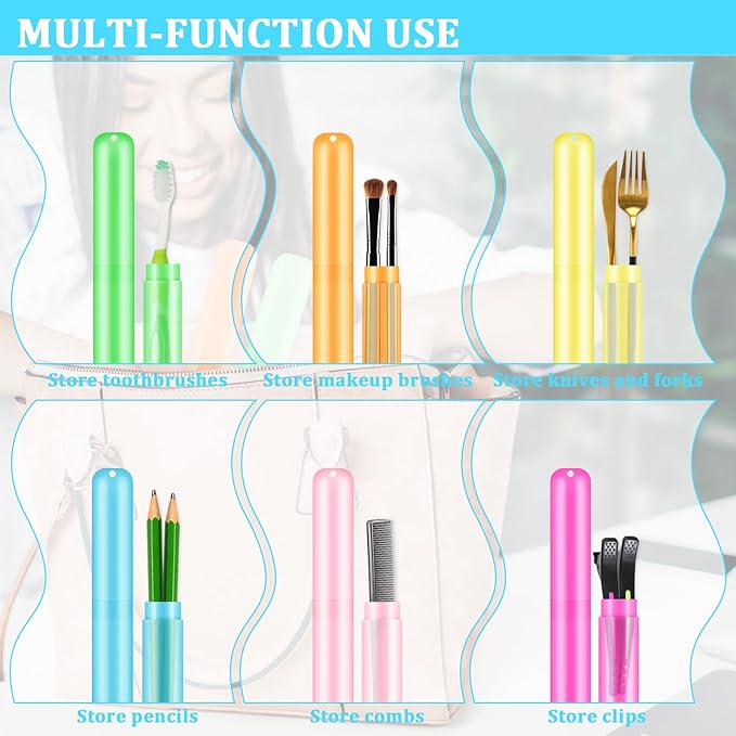 SIKEMAY 50 PCS Toothbrush Holder, Portable Plastic Dust Proof Breathable, Toothbrush Holder for Travel, Bathroom, Indoor, Outdoor, Trip, Camping, School