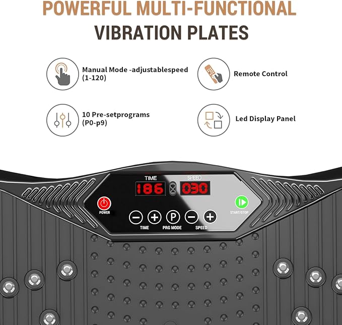 Vibration Plate Exercise Machine,Vibration Plate for Lymphatic Drainage,Whole Body Vibration Platform Portable Home for Weight Loss Muscle Toning & Fitness.