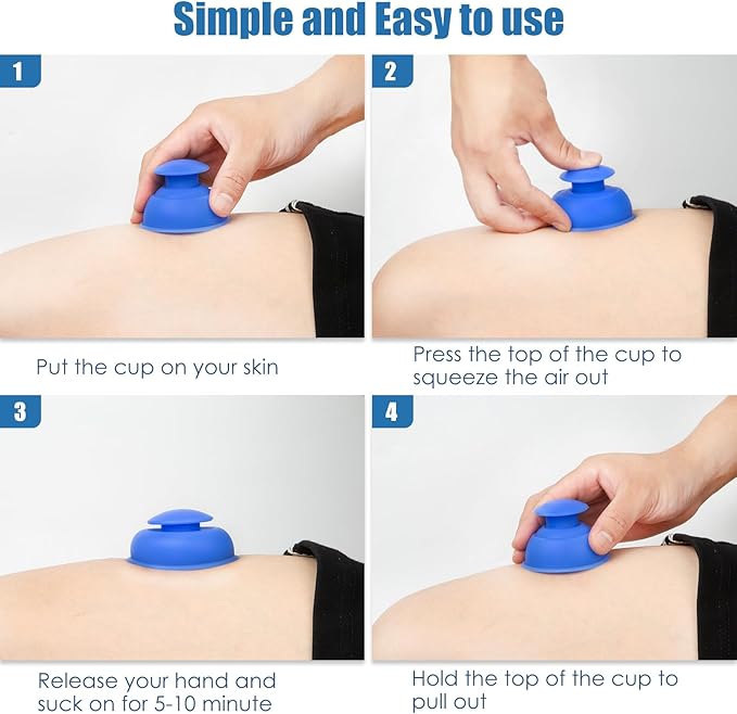 Silicone Cupping Therapy Sets-10pcs Professional Vacuum Cupping for Myofascial Massage/Joint Pain/Anti Cellulite/Deep Muscle Relief & More(Blue)