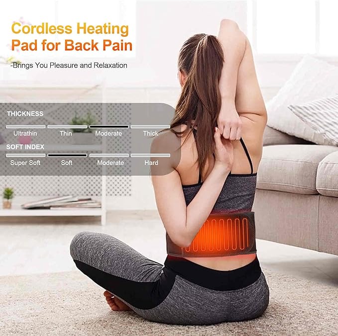 Heated Waist Belt,Heating Pad for Low Back and Belly,Holiday Gift,Women’s Cordless Heating Belt for Period Cramps - Rechargeable & Slim Design