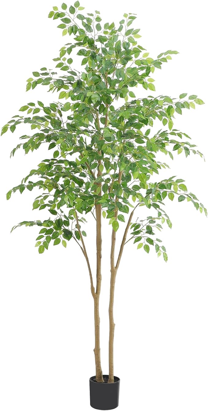 Tall UV Resistant Ficus Tree Artificial,7ft(84in) Realistic Texture Potted Faux Ficus Tree, Fake Trees Indoor Outdoor for Home Office Living Room Bedroom Foyer Porch Decor.