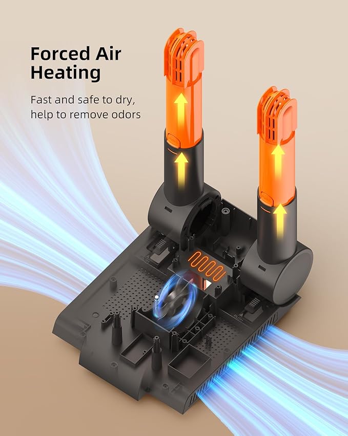 Xasla Shoe Dryer, Boot Dryer for Work Boots, Forced-air Heating Gloves & Sneakers Warmer, Folding Design with Adjustable Rack, Timer, Heat Blower Quick Drying
