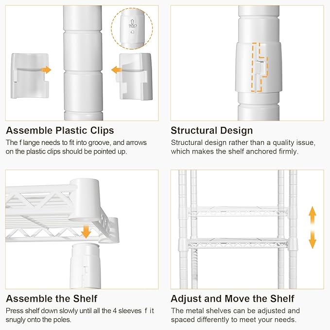 Ulif U13 Medium Over Washer and Dryer Storage Shelves, 6 Tiers Laundry Room Standing Shelf with 2 Hanger Rods, Space Saver Clothes Drying Rack, 57.8" W x 22" D x 77.4" H, White