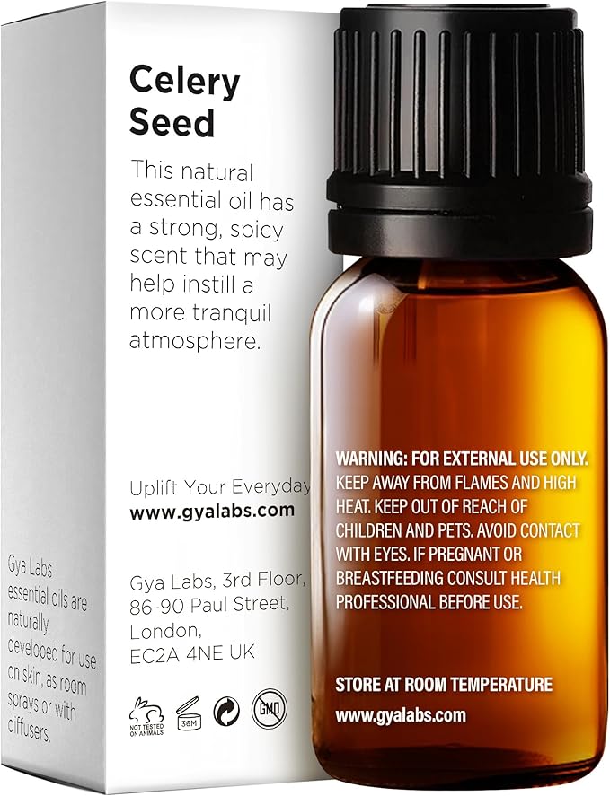 Gya Labs Celery Seed Essential Oil for Diffuser - 0.34 Fl Oz - 100% Pure Natural Celery Seed Oil for Skin & Face, Massage, Candle Making Scent
