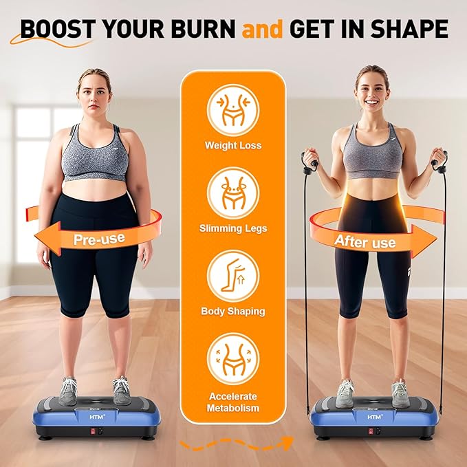 Vibration Plate Exercise Machine - 180 Speeds & 300 lb Capacity, Full Body Workout Vibration Platform with Remote Control for Lymphatic Drainage, Weight Loss & Toning
