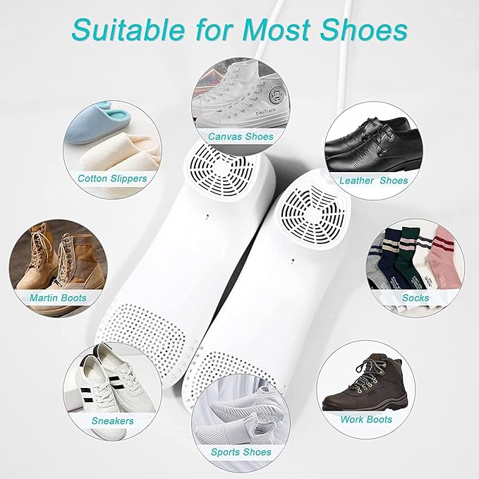 Shoe Dryer and Deodorizer with Timer - Shoes Boots Socks Gloves Dryer Warmer, No Noise | Strong Wire | US Plug