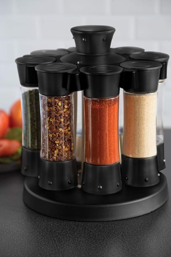 Kitchen Art Elite Auto-Measure Spice Professional 8 Compartments Black 7.45 x 7.45 x 8.25 inches