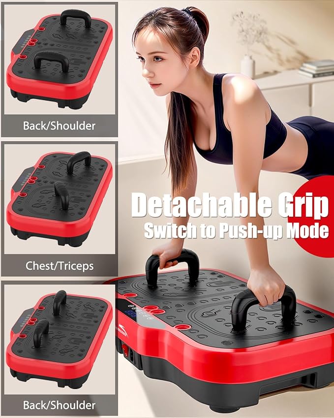 Vibration Plate Exercise Machine, 8000 Vibrations/min Adjustable Fitness Platform, 400 Lbs Capacity Whole Body Workout Extra Large Size Platform with Bluetooth for Weight Loss, Women & Men